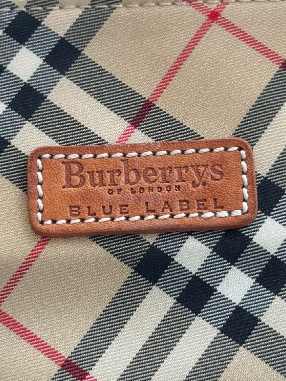 Burberrys Vintage Nova Check Canvas Tote Shoulder Bag Navy Beige Leathe - Picture 11 of 13